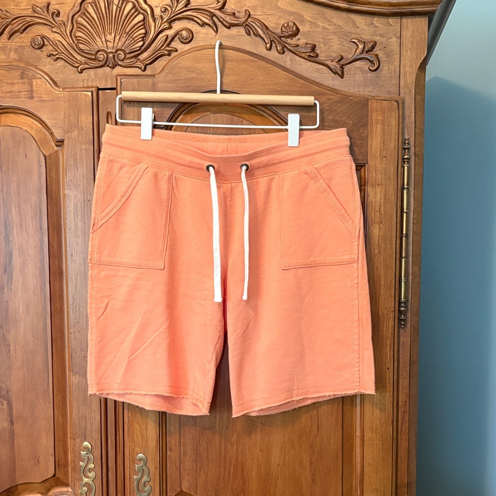 Coral Drawstring Pocket Sweat Shorts